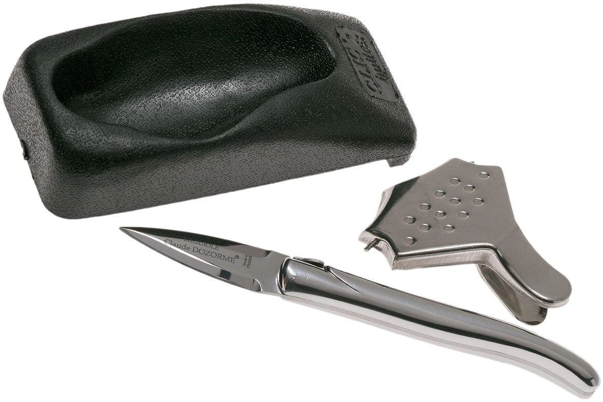 Claude Dozorme Laguiole Austernset, Poliertes Aluminium 2 Claude Dozorme Laguiole Austernset, Poliertes Aluminium – Bild 2